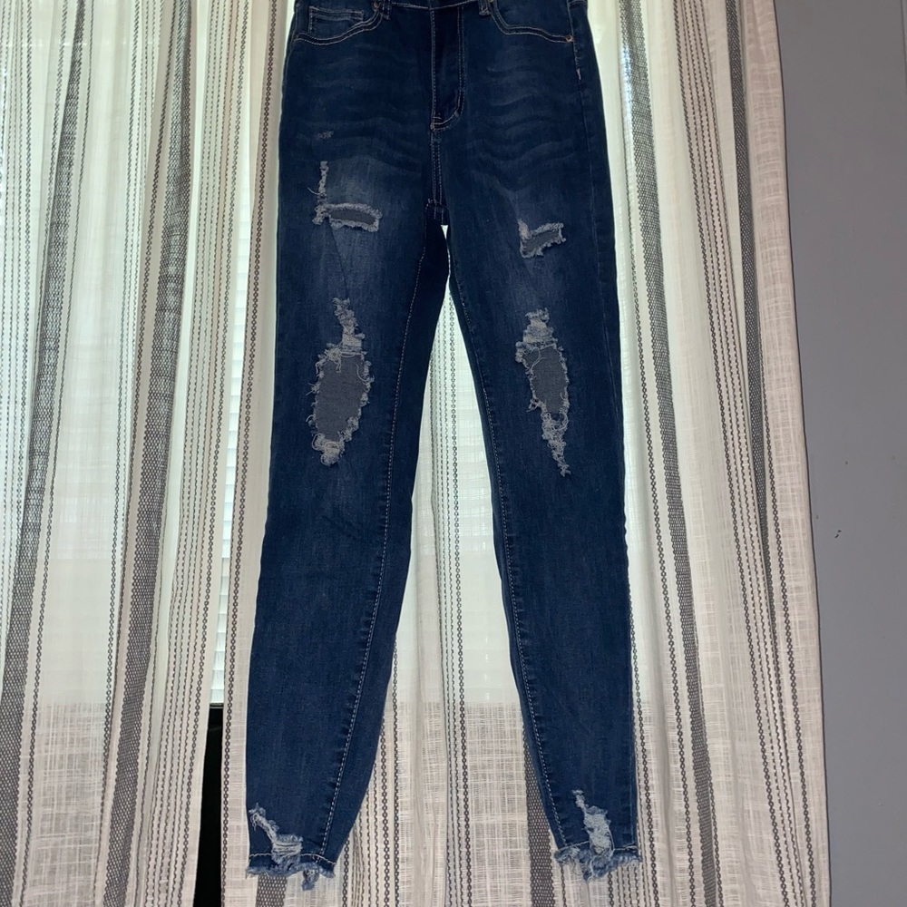 Blue Shein jeans with rips